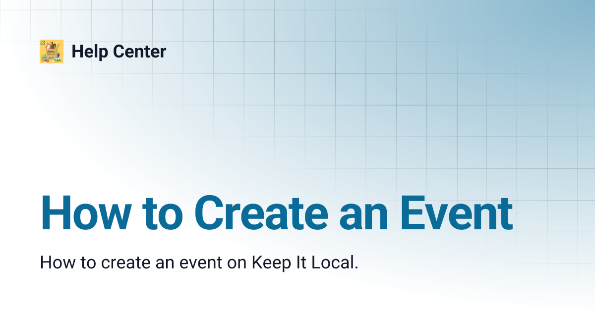 How to Create an Event | Help Center